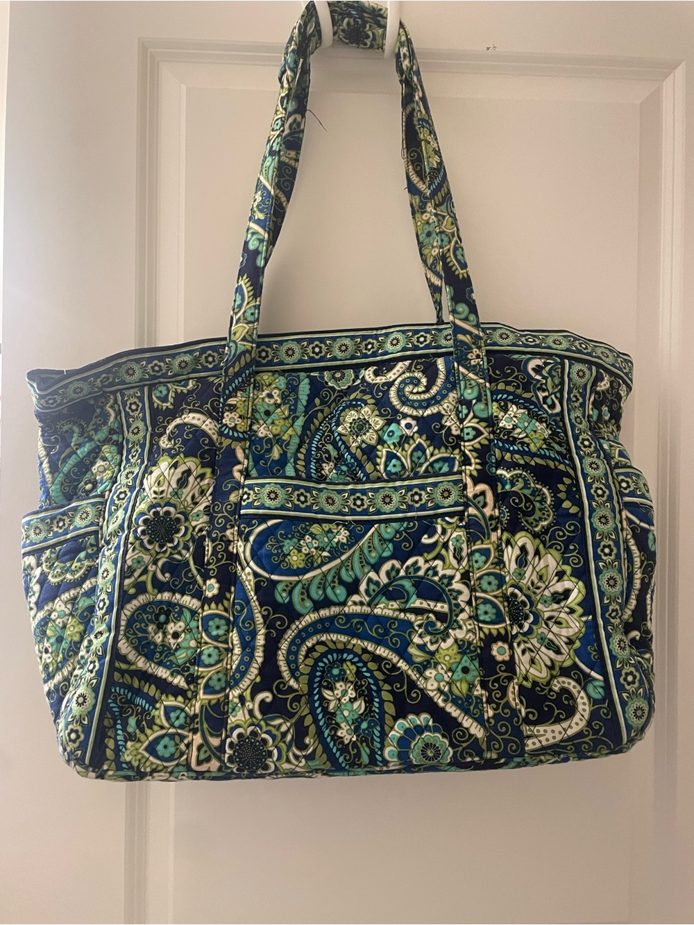 Vera Bradley Quilted Paisley Tote in Navy, Teal & Green